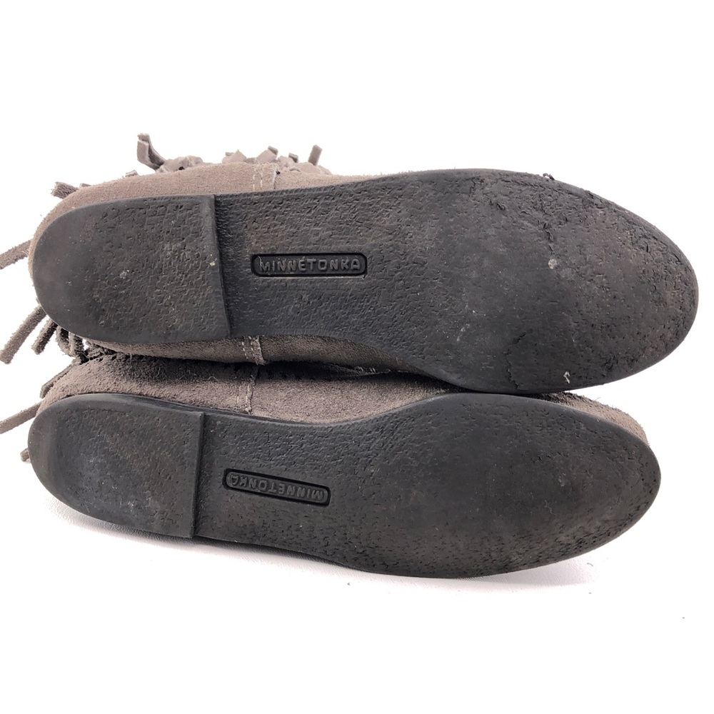 Minnetonka Gray Suede 3-Layer Fringe Moccasin Boo… - image 6